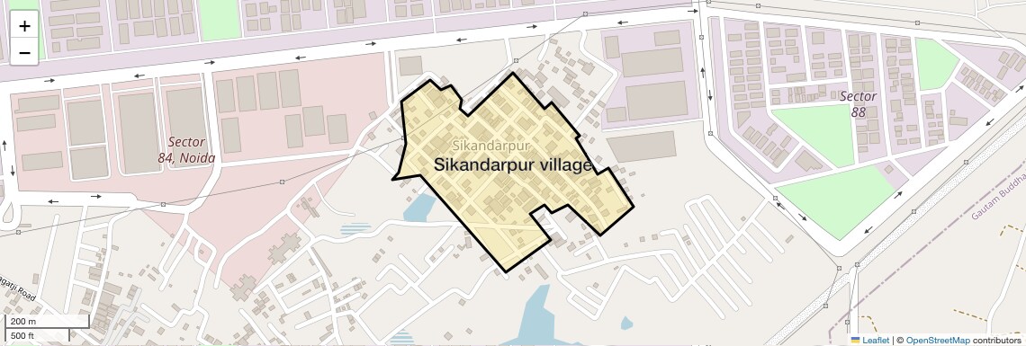 Location Map of Sikandarpur village, Noida