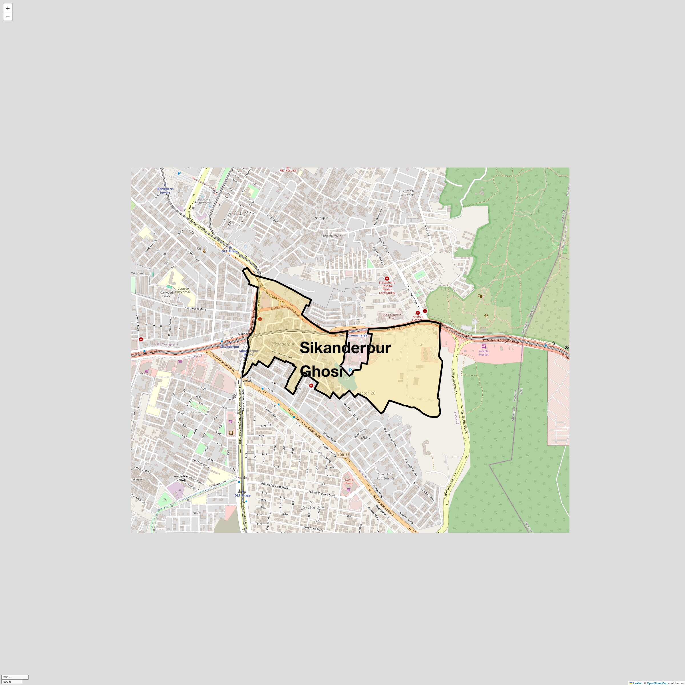 Location Map of Sikanderpur Ghosi, Gurgaon