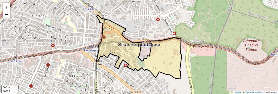 Location Map of Sikanderpur Ghosi, Gurgaon