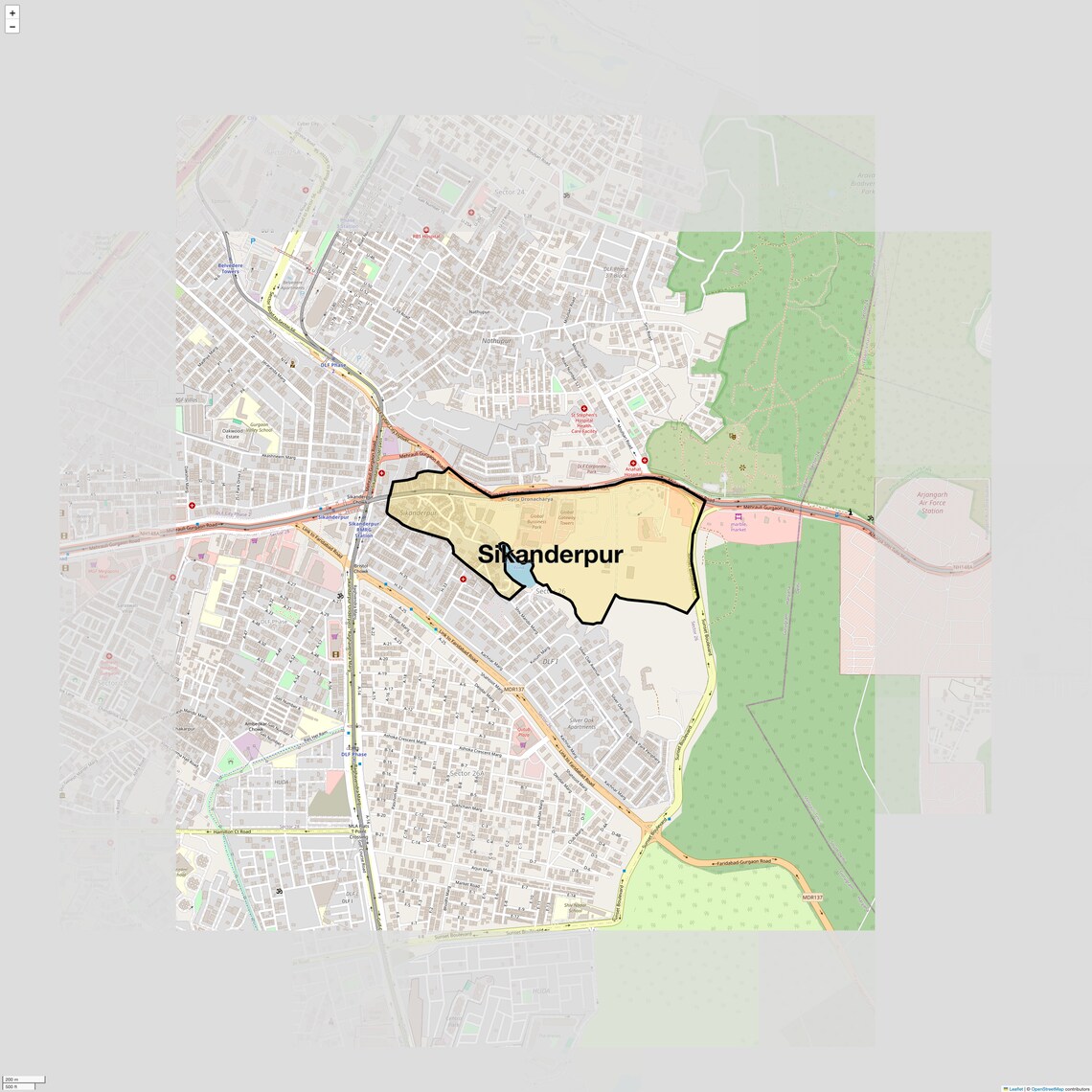 Location Map of Sikanderpur, Gurgaon