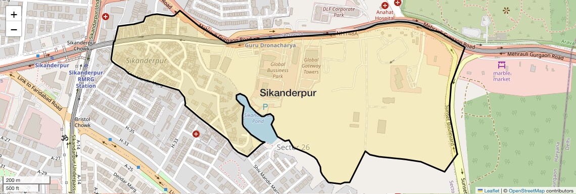 Location Map of Sikanderpur, Gurgaon