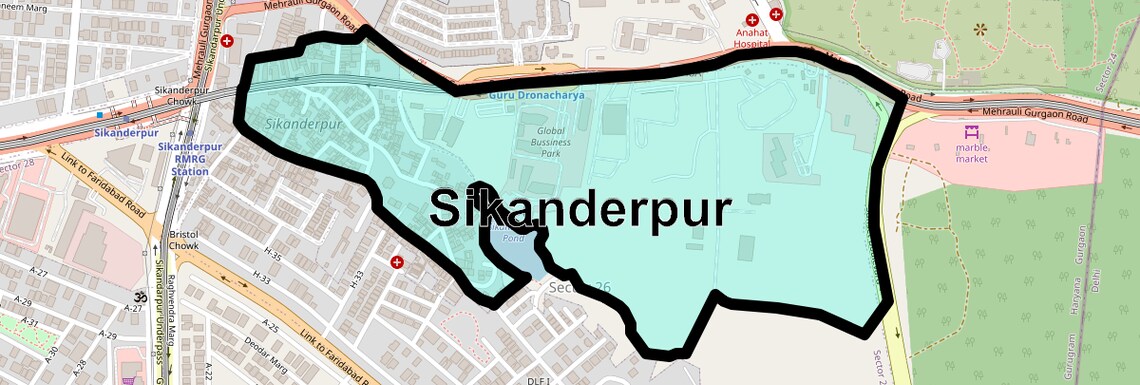 Location Map of Sikanderpur, Gurgaon