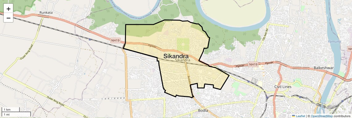 Location Map of Sikandra, Agra