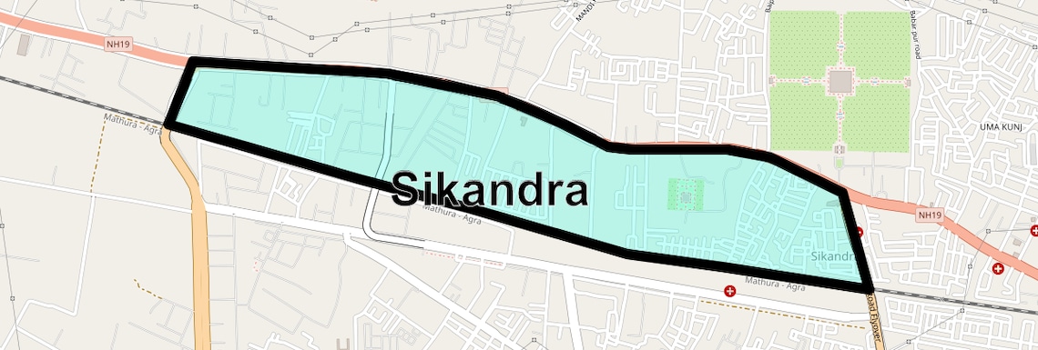Location Map of Sikandra, Agra