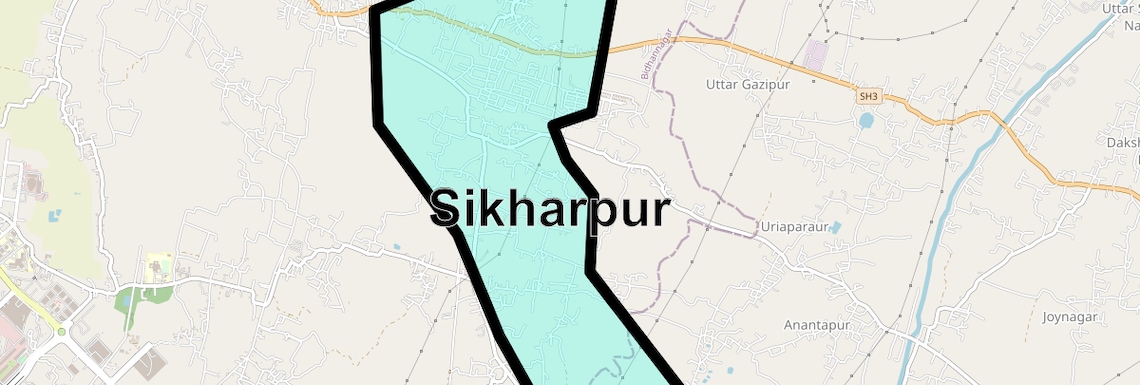 Location Map of Sikharpur, Kolkata