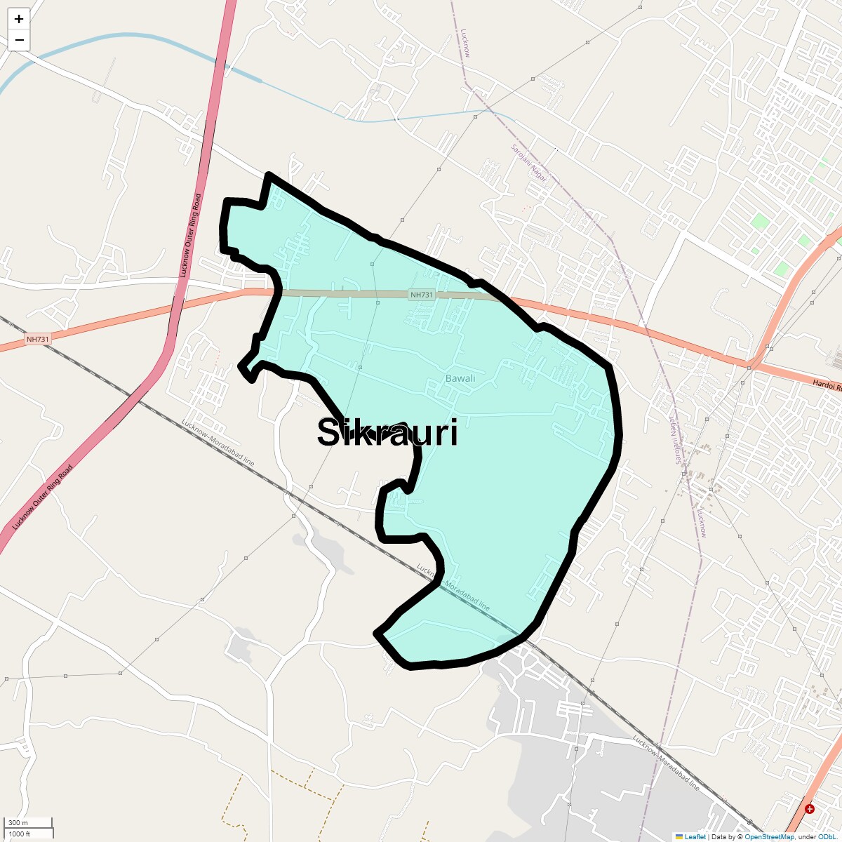 Location Map of Sikrauri, Lucknow