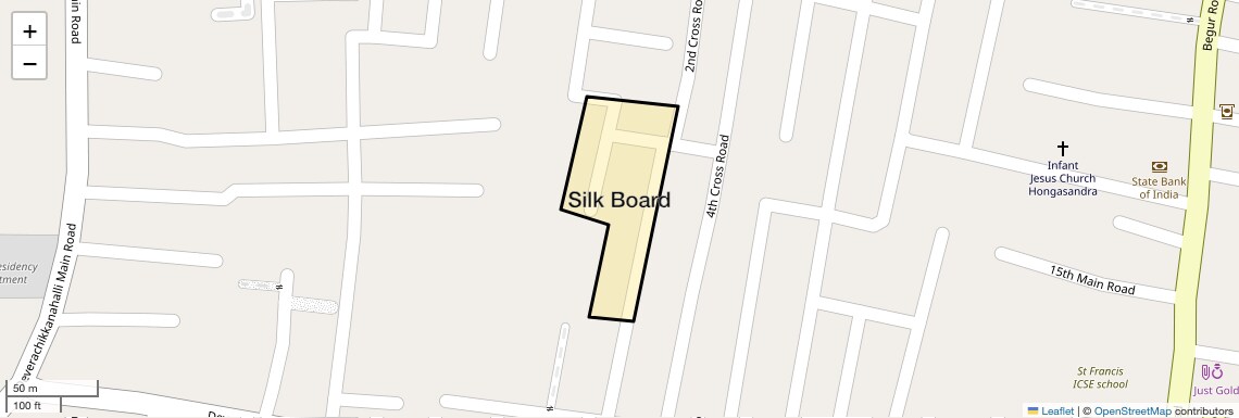 Location Map of Silk Board, Bangalore