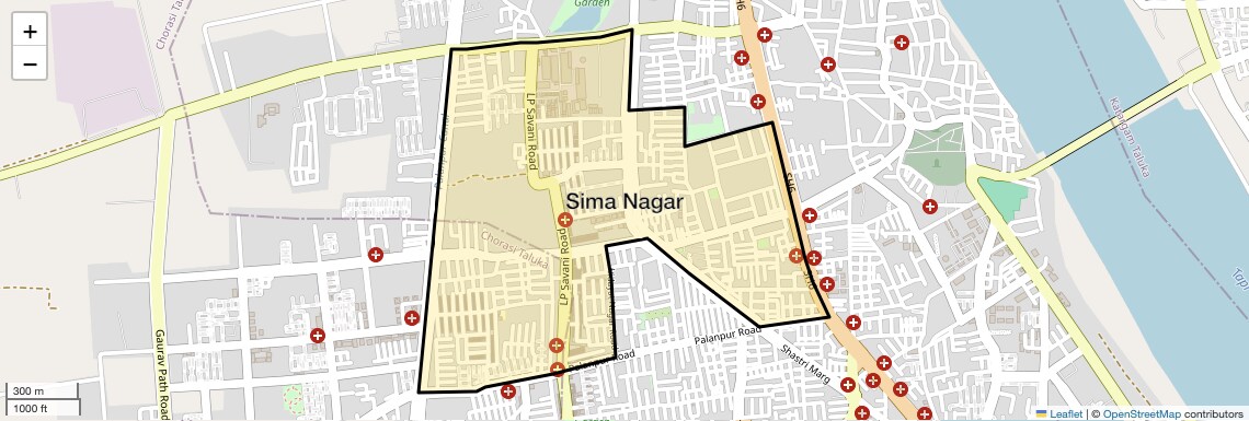 Location Map of Sima Nagar, Surat