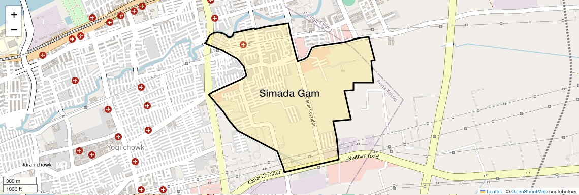 Location Map of Simada Gam, Surat