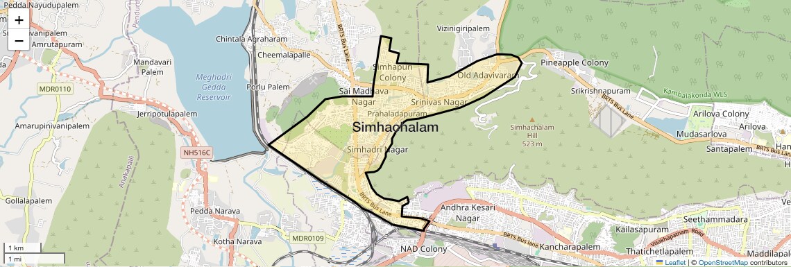 Location Map of Simhachalam, Vizag