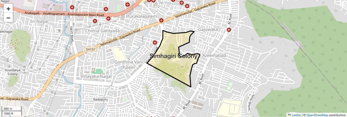 Location Map of Simhagiri Colony, Vizag