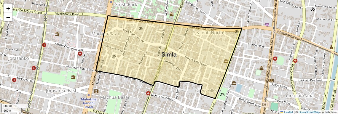 Location Map of Simla, Kolkata