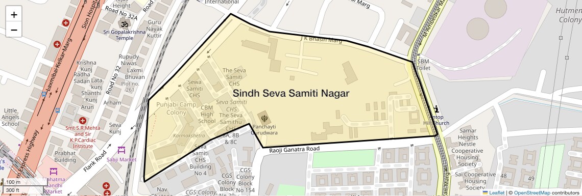 Location Map of Sindh Seva Samiti Nagar, Mumbai
