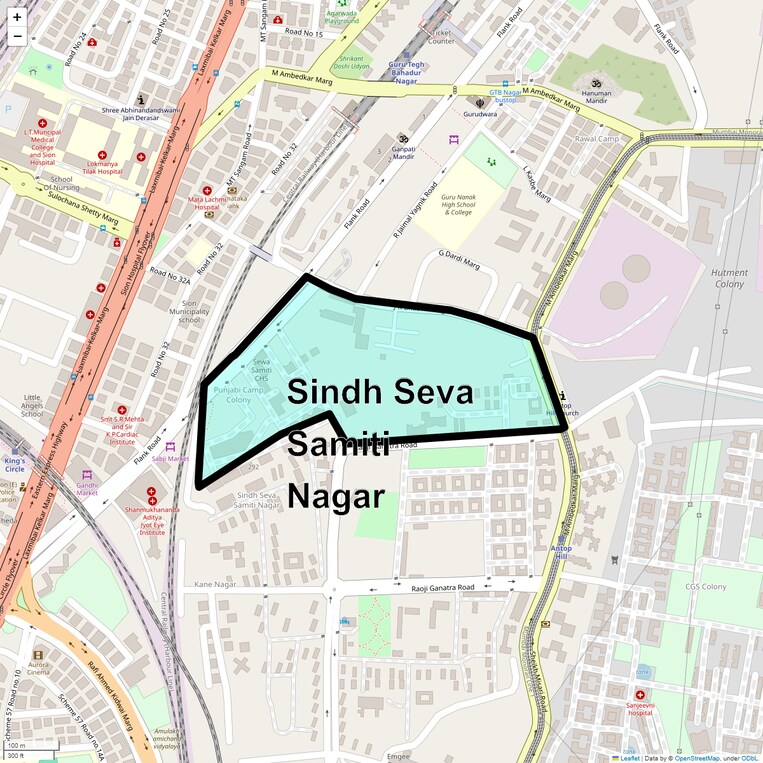 Location Map of Sindh Seva Samiti Nagar
