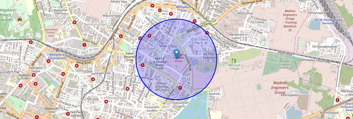 Location Map of Sindhi Colony, Bangalore