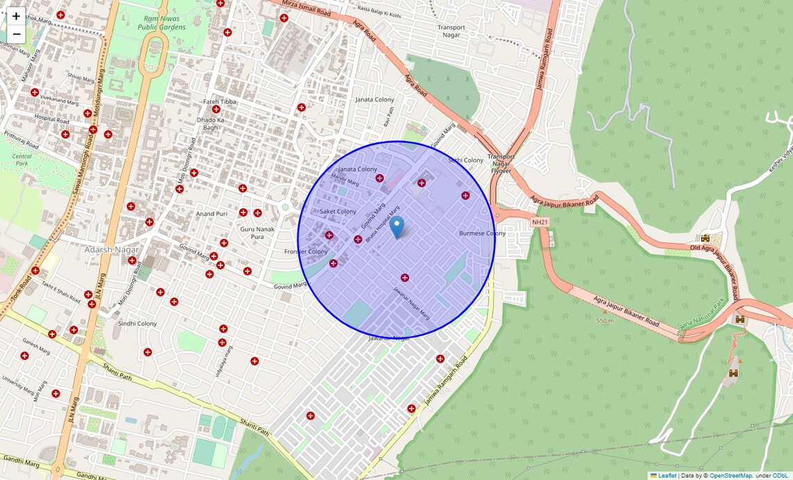 Location Map of Sindhi Colony, Jaipur