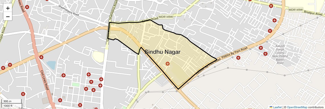 Location Map of Sindhu Nagar, Bareilly
