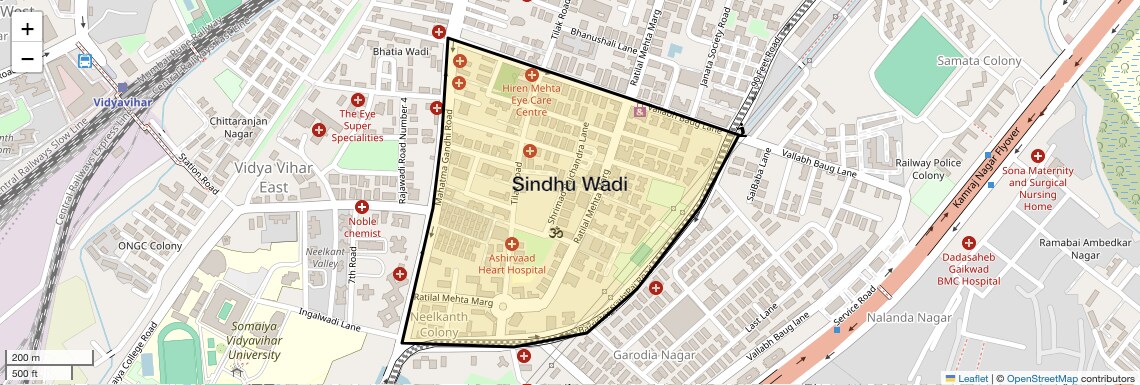 Location Map of Sindhu Wadi, Mumbai