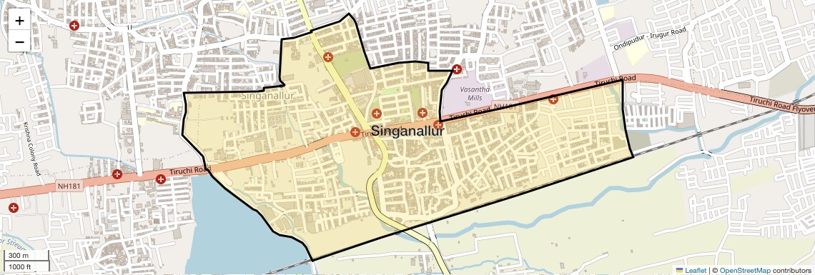 Location Map of Singanallur, Coimbatore