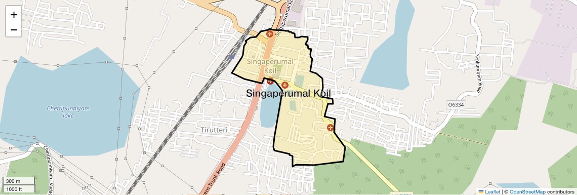 Location Map of Singaperumal Koil, Chennai
