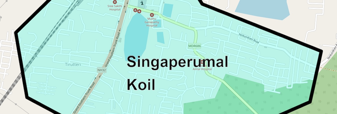 Location Map of Singaperumal Koil, Chennai