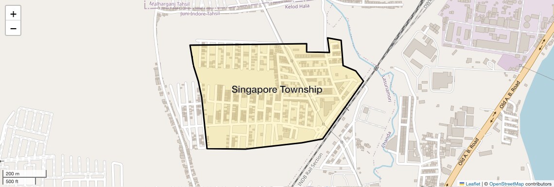 Location Map of Singapore Township, Indore