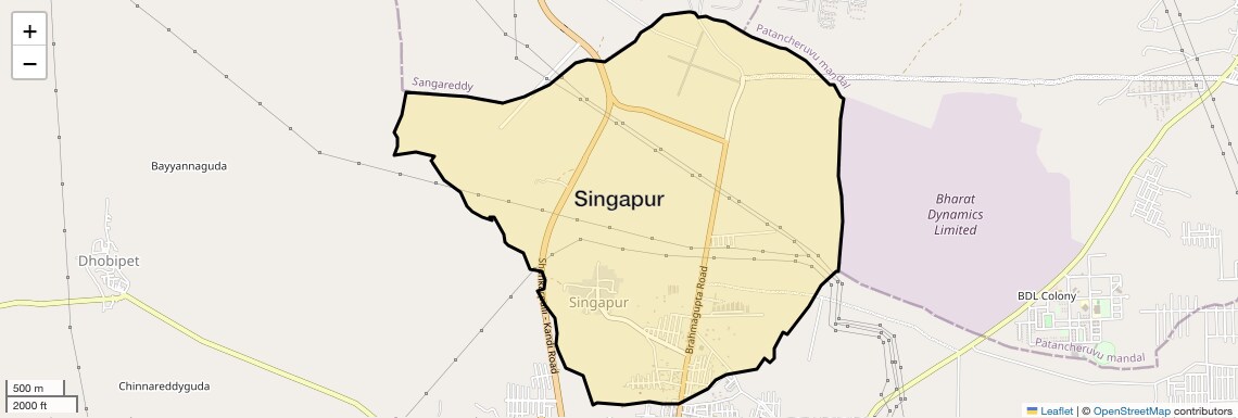 Location Map of Singapur, Hyderabad