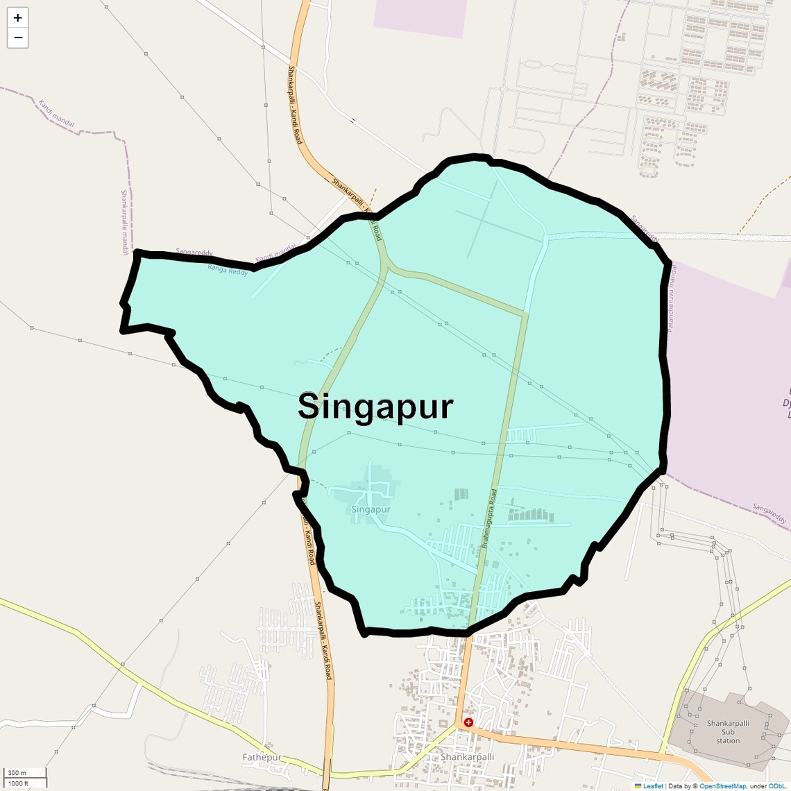 Location Map of Singapur, Hyderabad