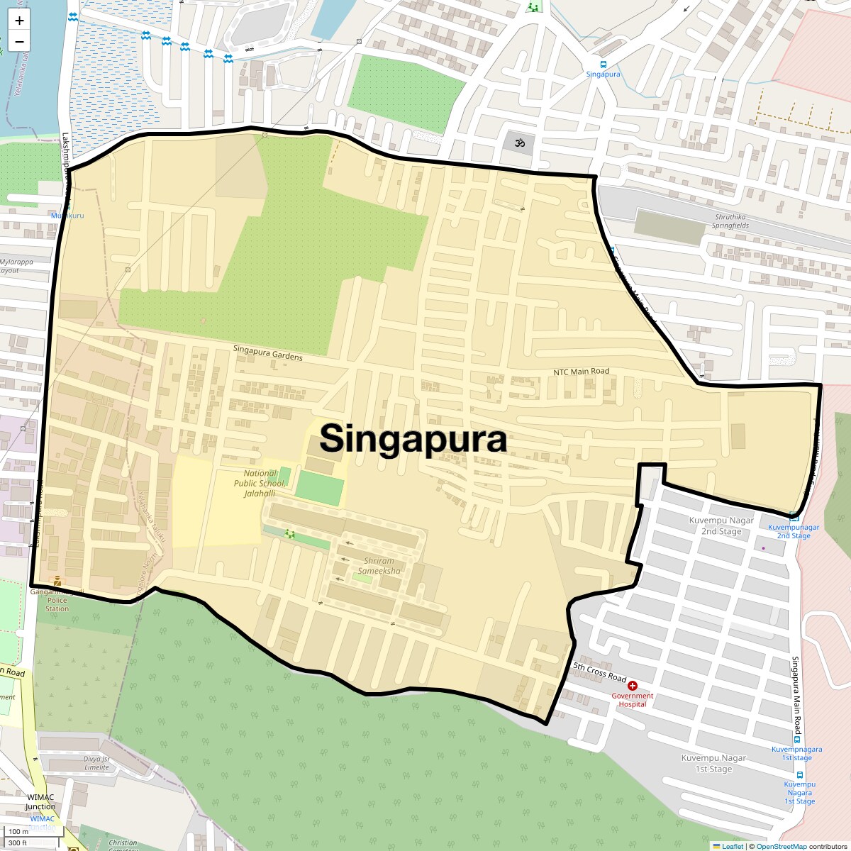 Location Map of Singapura, Bangalore