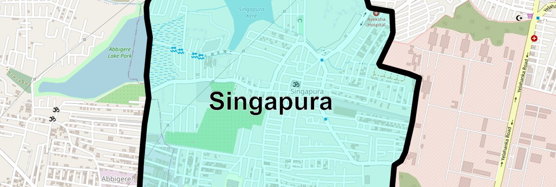 Location Map of Singapura, Bangalore
