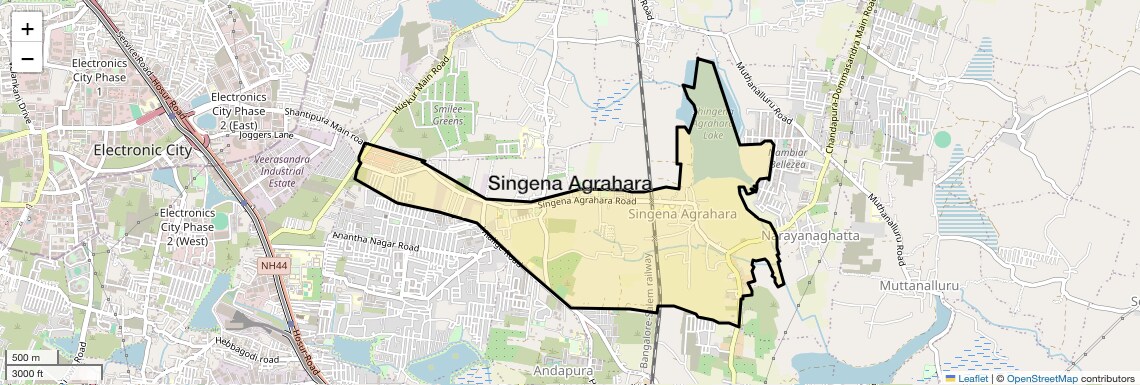 Location Map of Singena Agrahara, Bangalore