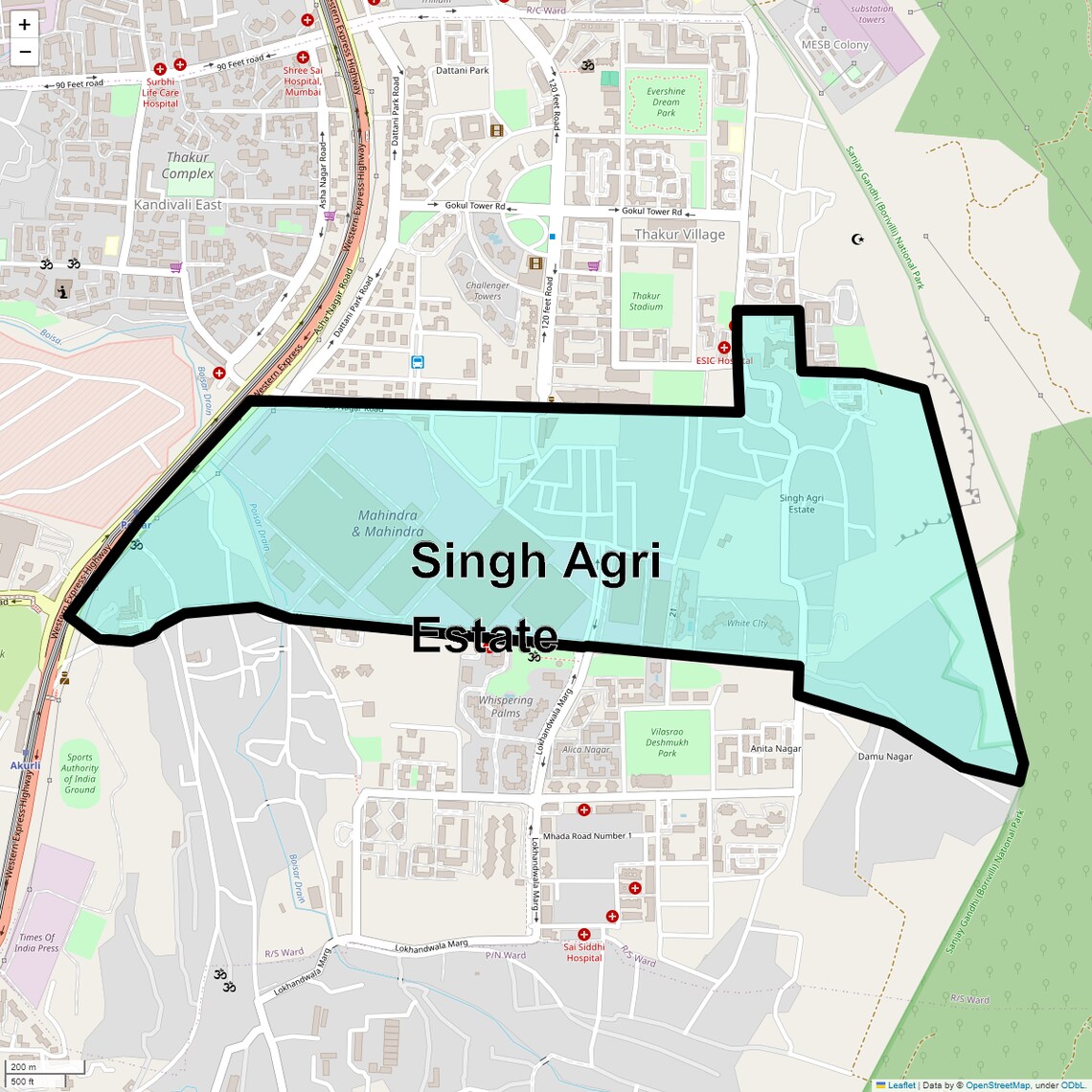 Location Map of Singh Agri Estate, Mumbai