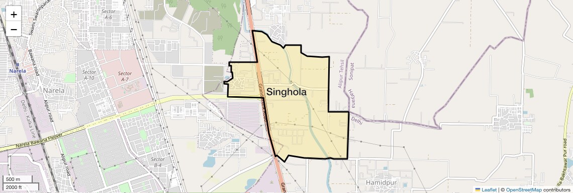 Location Map of Singhola, Delhi