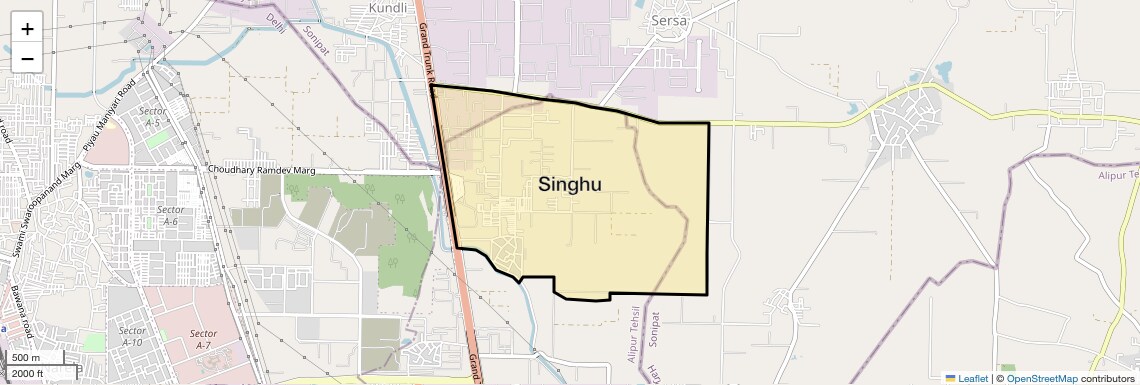 Location Map of Singhu, Delhi