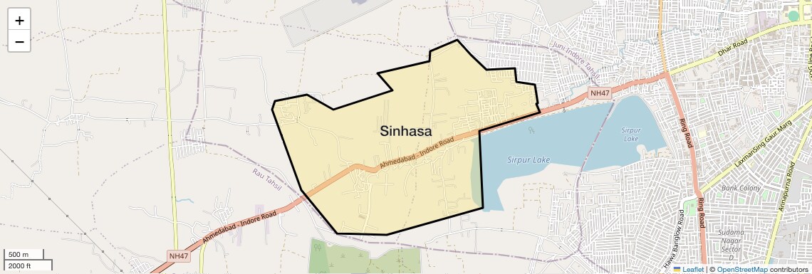 Location Map of Sinhasa, Indore