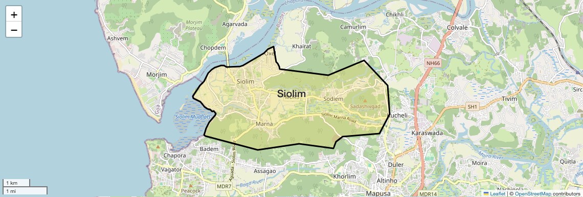 Location Map of Siolim, Goa