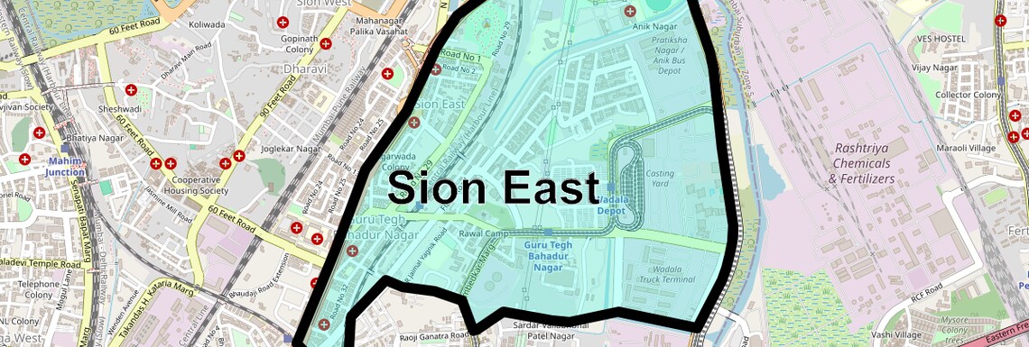 Location Map of Sion East, Mumbai