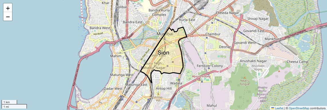 Location Map of Sion, Mumbai