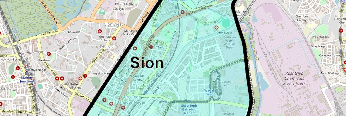 Location Map of Sion, Mumbai