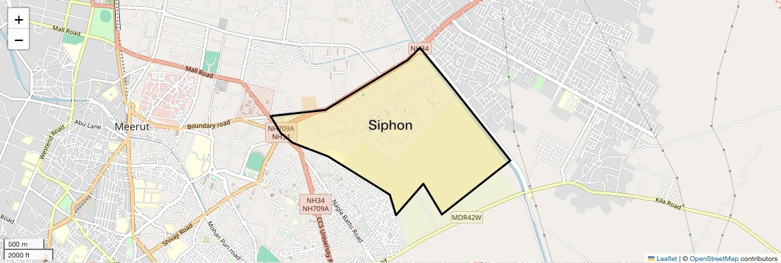 Location Map of Siphon, Meerut