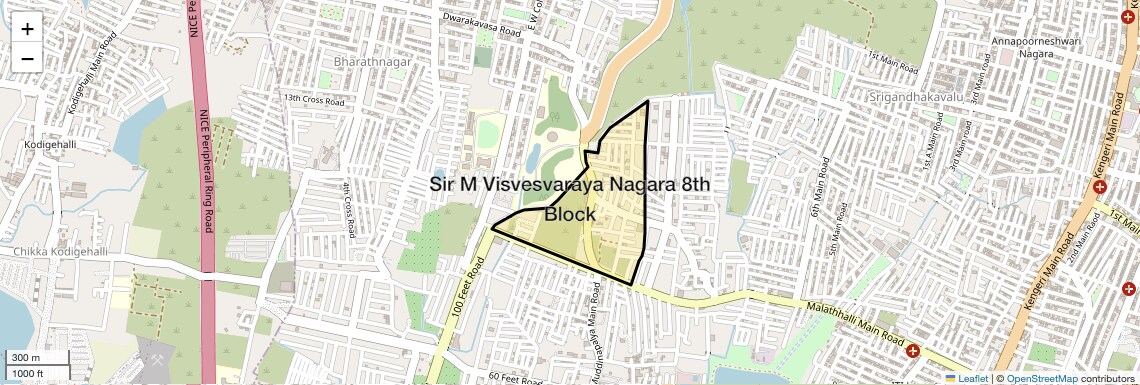 Check Time Travel of Sir M Visvesvaraya Nagara 8th Block, Bangalore