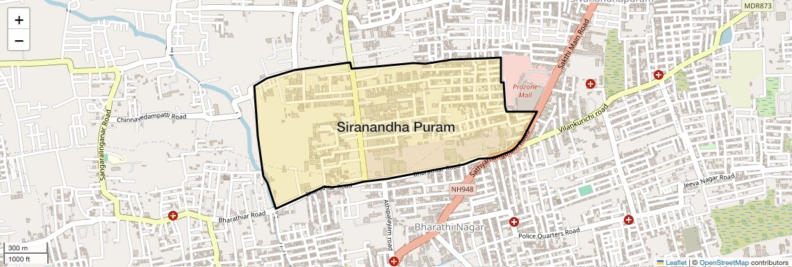 Location Map of Siranandha Puram, Coimbatore