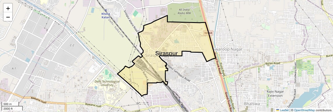 Location Map of Siraspur, Delhi