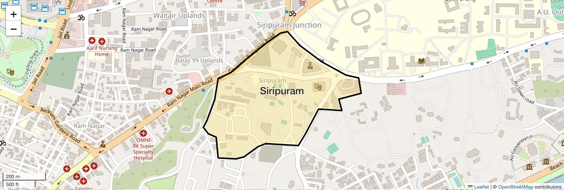 Location Map of Siripuram, Vizag
