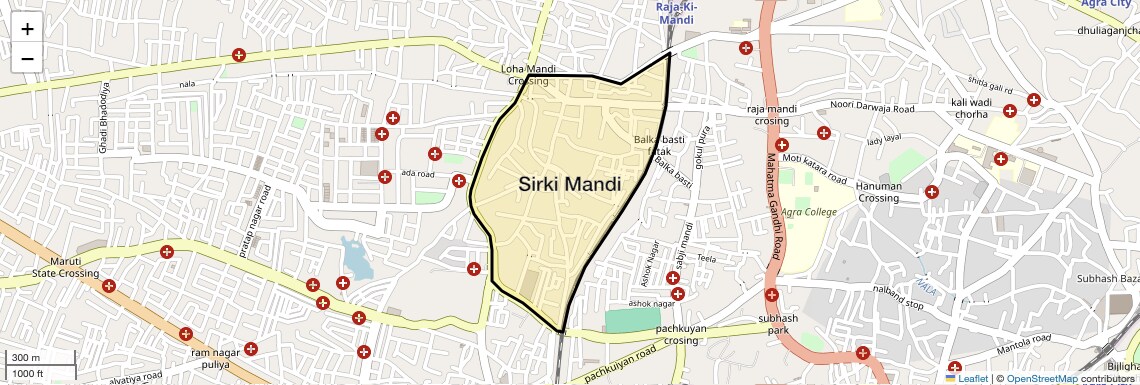 Location Map of Sirki Mandi, Agra