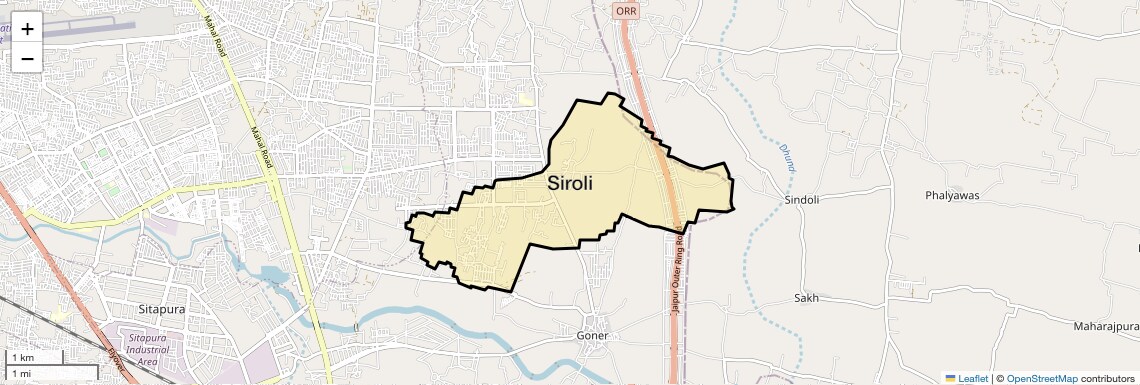 Location Map of Siroli, Jaipur