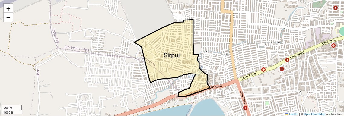 Location Map of Sirpur, Indore
