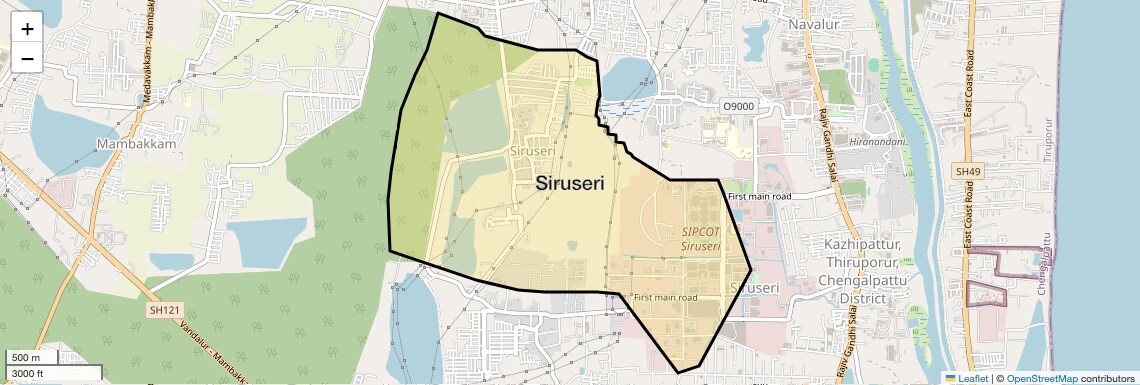 Location Map of Siruseri, Chennai