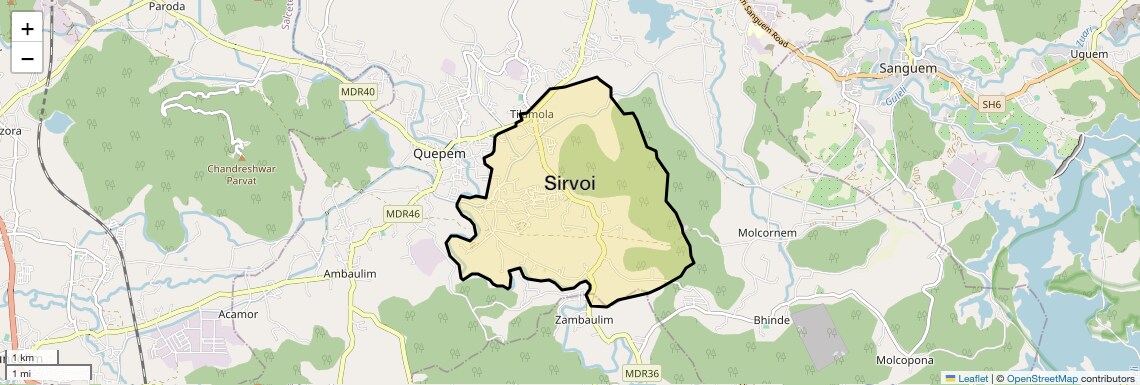 Location Map of Sirvoi, Goa