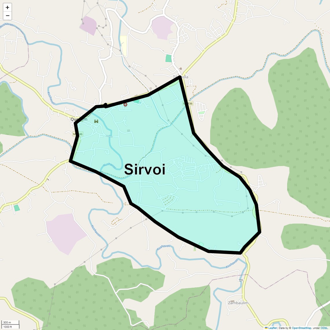 Location Map of Sirvoi, Goa